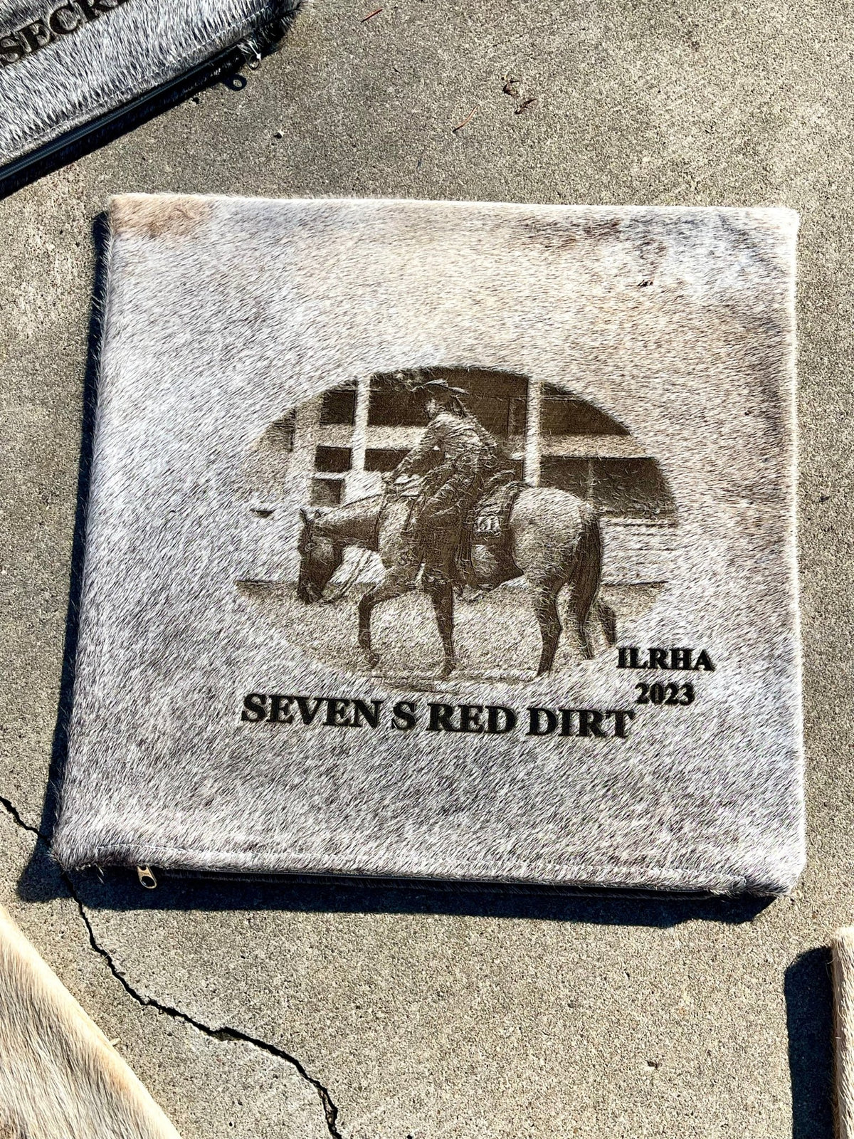 Custom Photo Laser Branded Cowhide Pillow Case -  custom laser engraved cowhide and leather western decor by Lethal Creek Laser Works LLC