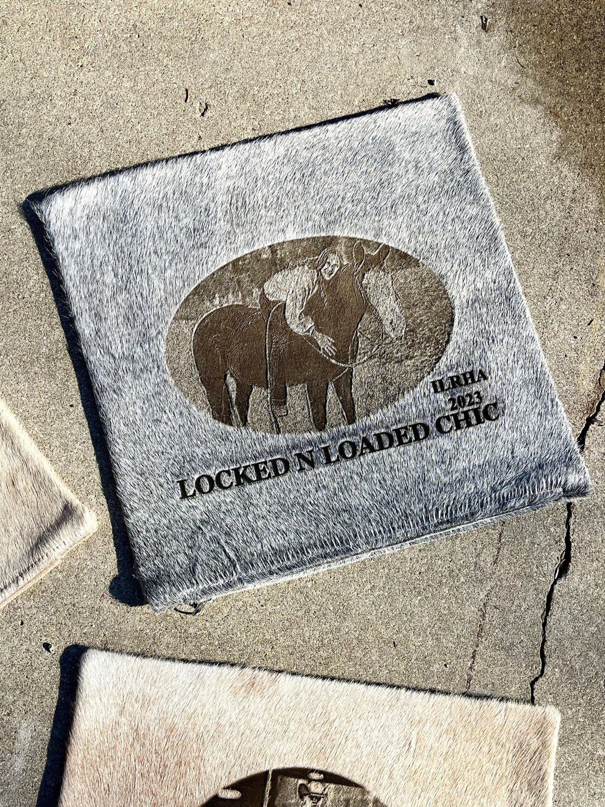 Custom Photo Laser Branded Cowhide Pillow Case -  custom laser engraved cowhide and leather western decor by Lethal Creek Laser Works LLC
