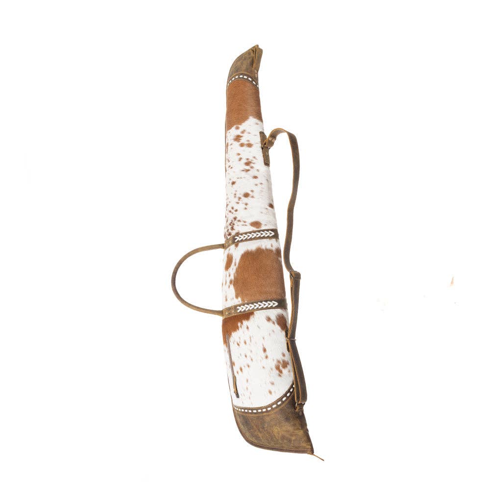 Dusty Trail 47" Gun Case In Rifle -  custom laser engraved cowhide and leather western decor by Lethal Creek Laser Works LLC