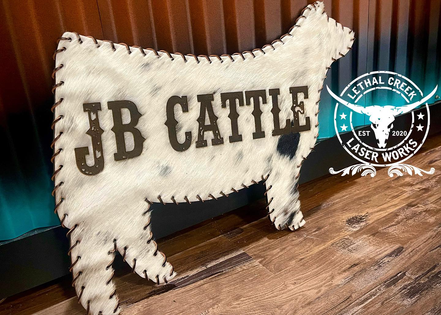 Get Branded Steer -  custom laser engraved cowhide and leather western decor by Lethal Creek Laser Works LLC