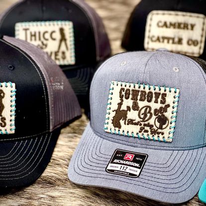 Get Branded Trucker Hat -  custom laser engraved cowhide and leather western decor by Lethal Creek Laser Works LLC