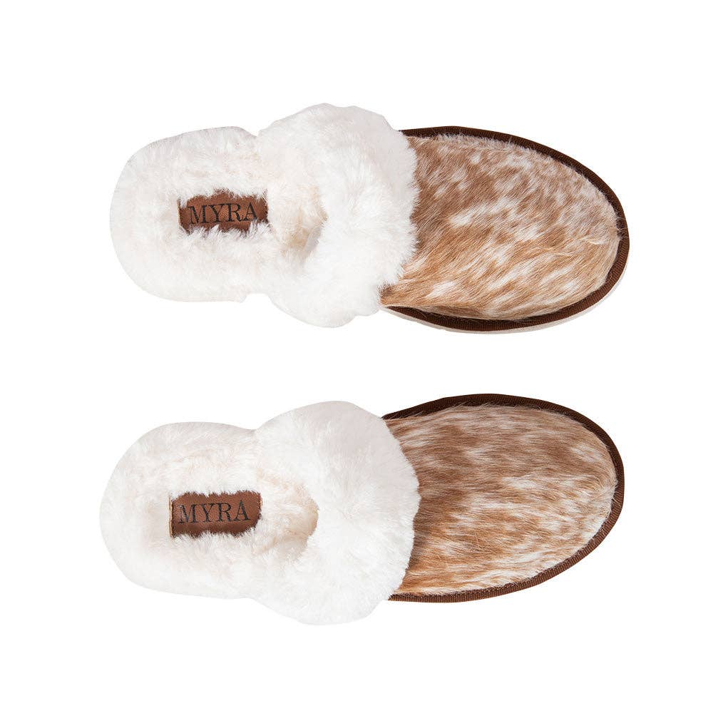 Cozy Slip-On Slippers - cowhide slippers by Lethal Creek Laser Works LLC