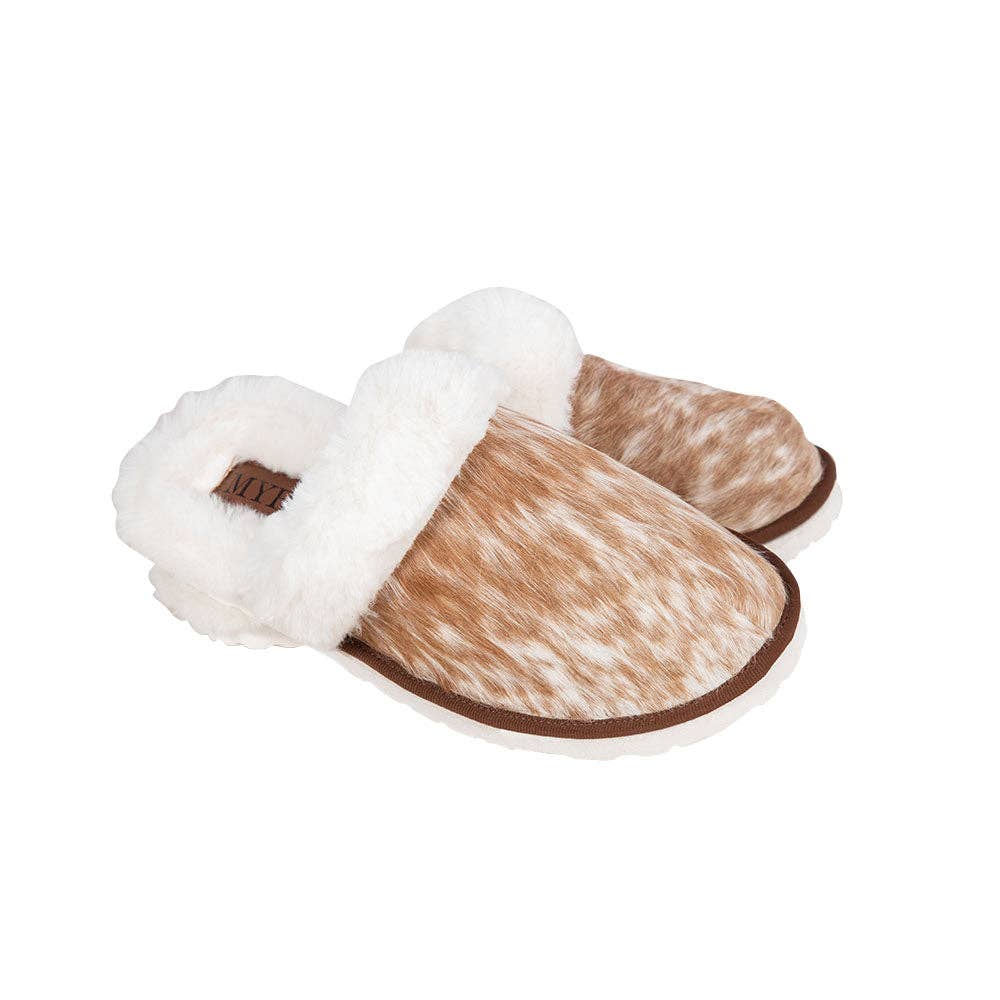 Cozy Slip-On Slippers - cowhide slippers by Lethal Creek Laser Works LLC