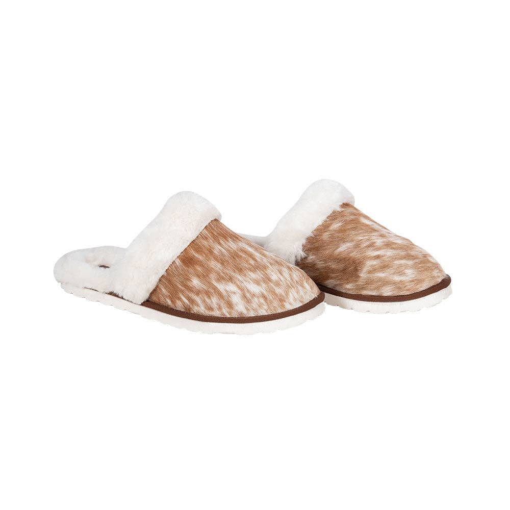 Cozy Slip-On Slippers - cowhide slippers by Lethal Creek Laser Works LLC