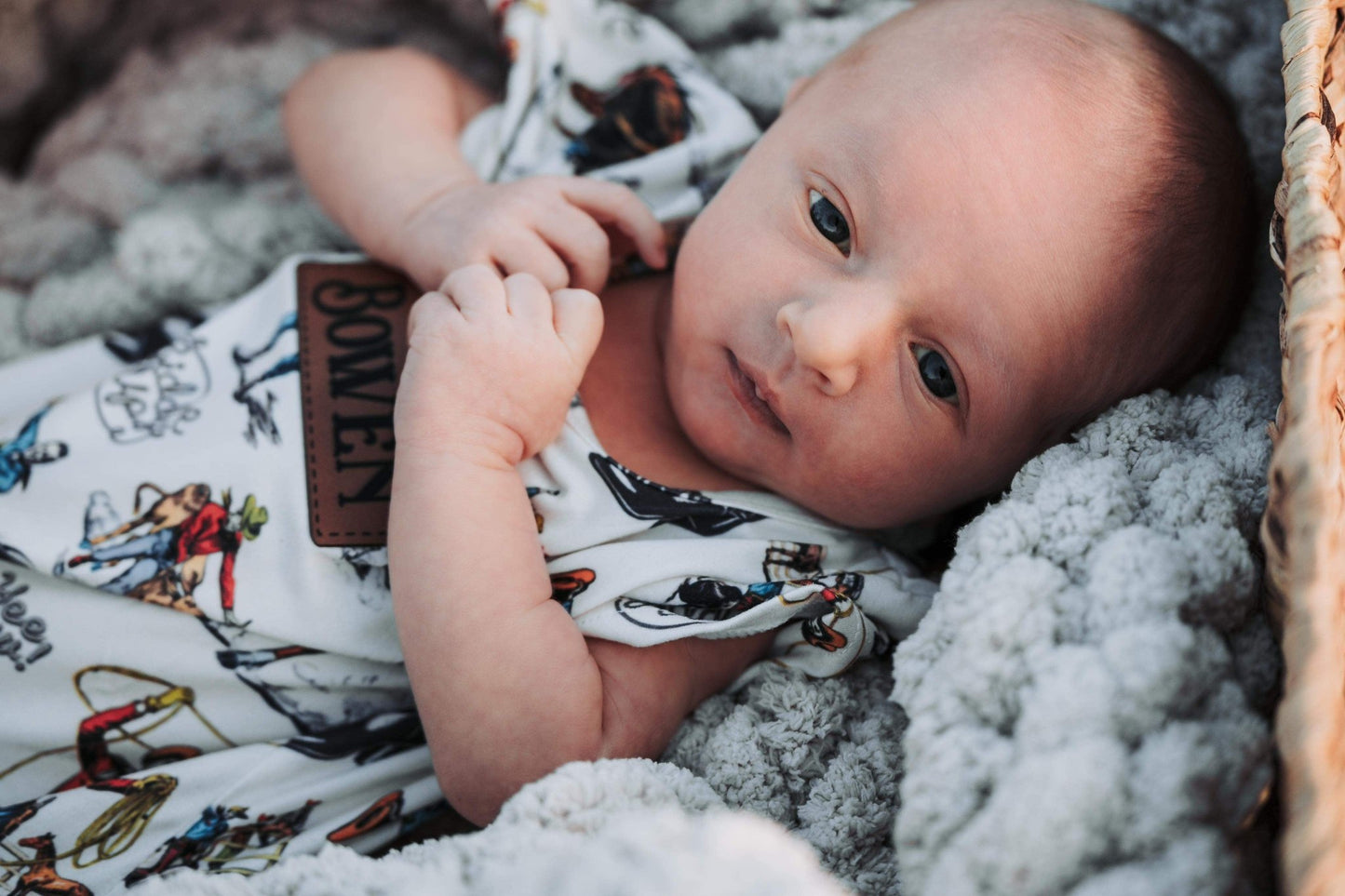 Little Rancher Baby Bundle | Personalized Western Baby Gift Set -  custom laser engraved cowhide and leather western decor by Lethal Creek Laser Works LLC