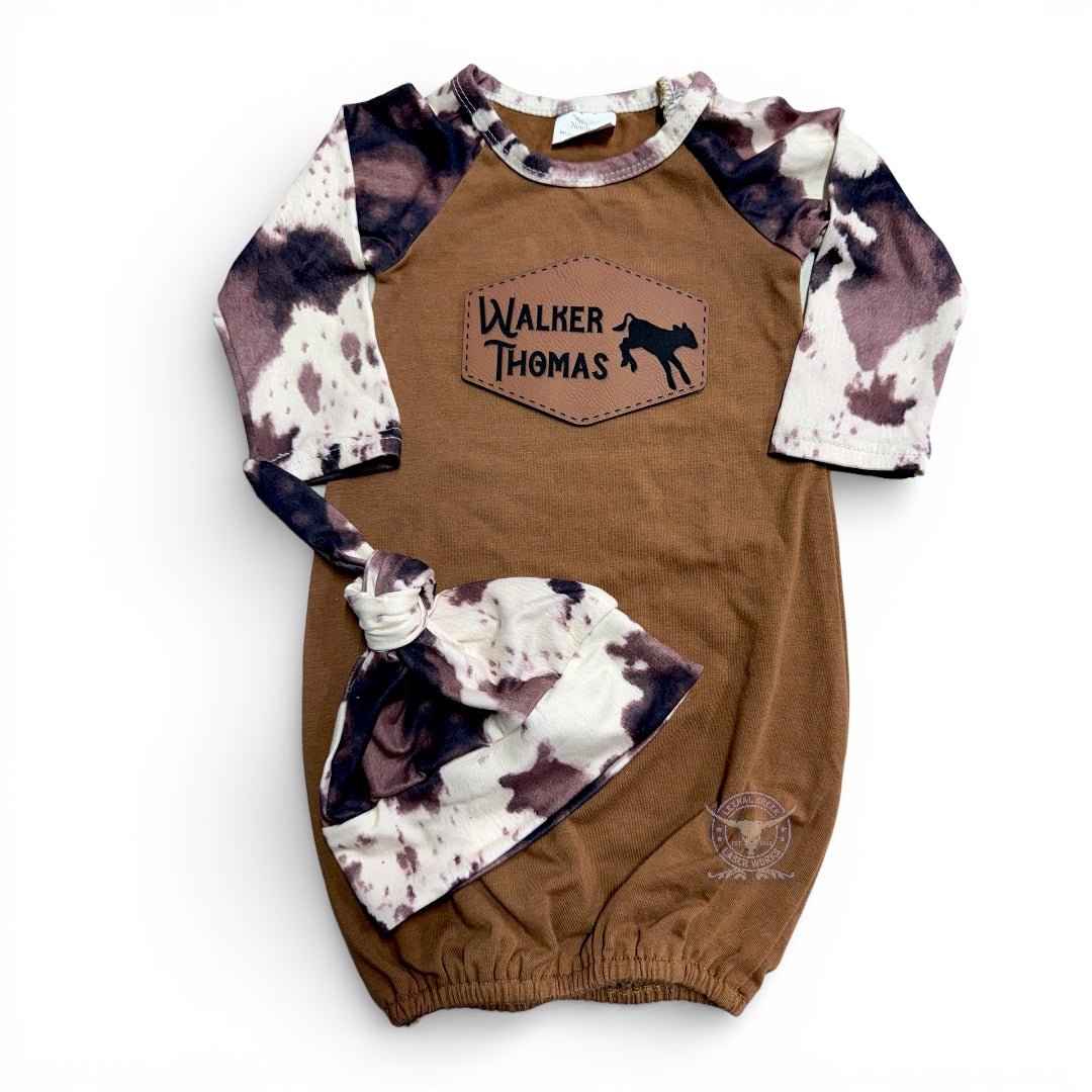 Little Rancher Baby Bundle | Personalized Western Baby Gift Set -  custom laser engraved cowhide and leather western decor by Lethal Creek Laser Works LLC