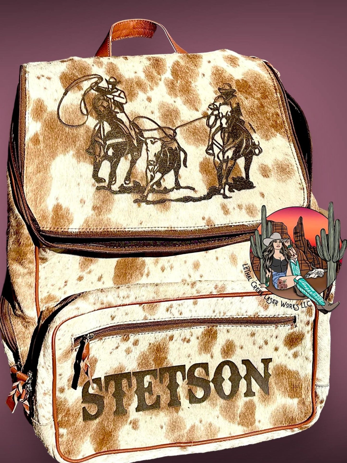 Little Rancher Baby Bundle | Personalized Western Baby Gift Set -  custom laser engraved cowhide and leather western decor by Lethal Creek Laser Works LLC