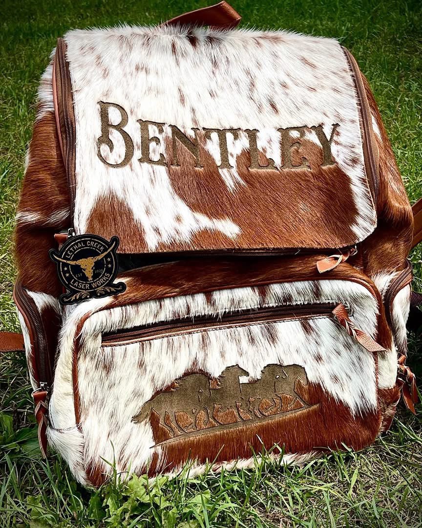 Little Rancher Baby Bundle | Personalized Western Baby Gift Set -  custom laser engraved cowhide and leather western decor by Lethal Creek Laser Works LLC