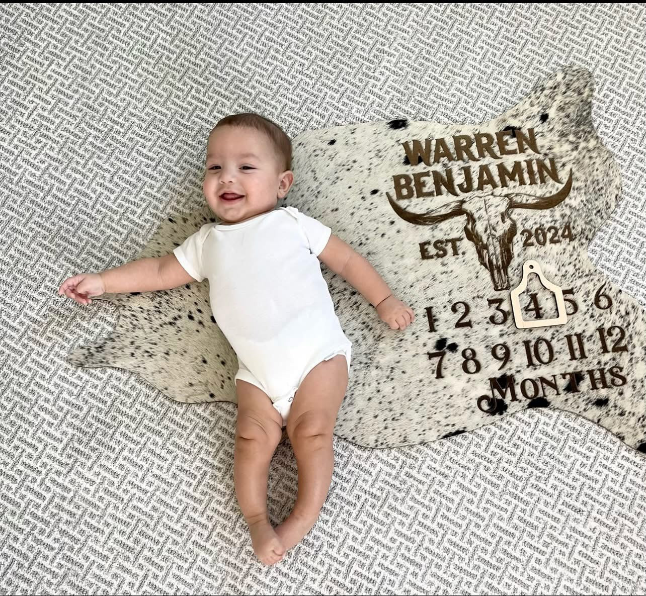 Little Rancher Baby Bundle | Personalized Western Baby Gift Set -  custom laser engraved cowhide and leather western decor by Lethal Creek Laser Works LLC
