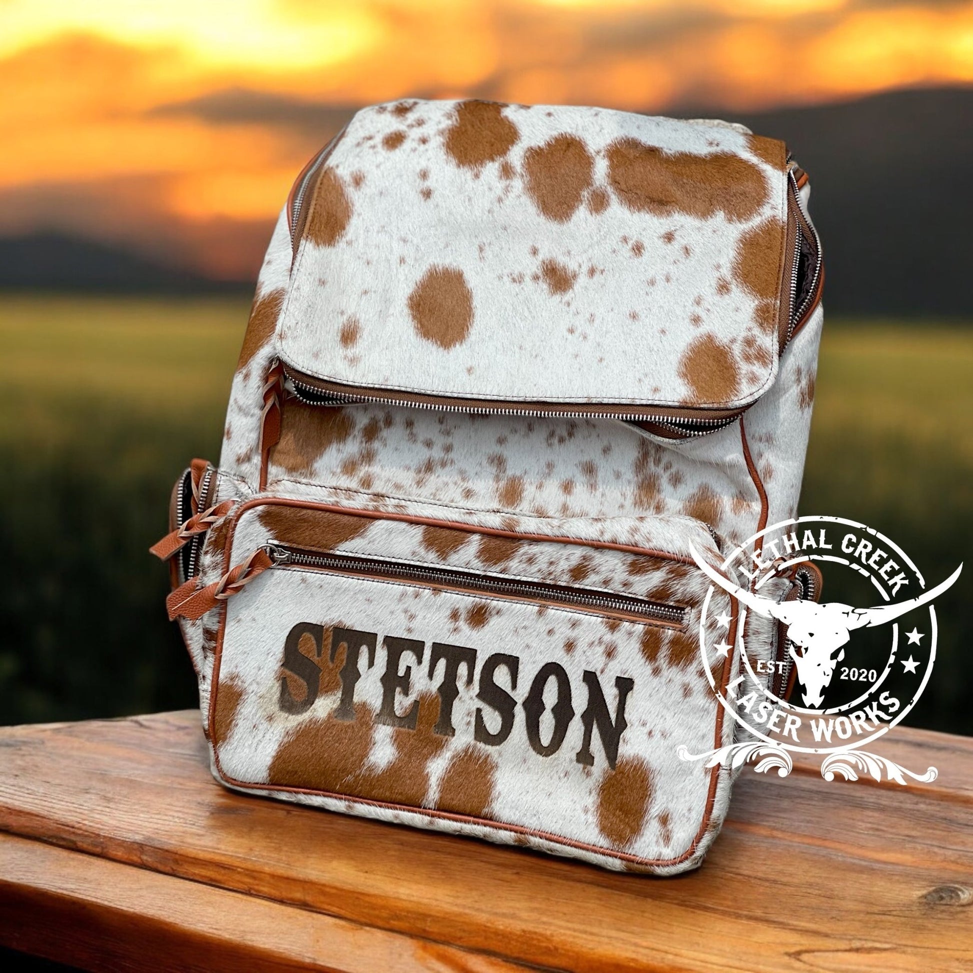 Little Rancher Baby Bundle | Personalized Western Baby Gift Set -  custom laser engraved cowhide and leather western decor by Lethal Creek Laser Works LLC