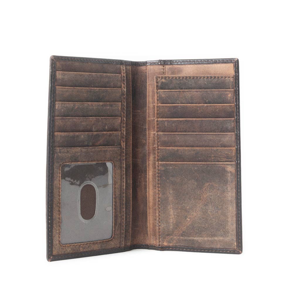 Lonehorn Hairon Leather Wallet in Charcoal Fade -  custom laser engraved cowhide and leather western decor by Lethal Creek Laser Works LLC