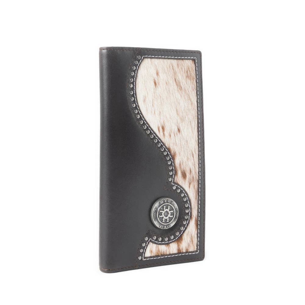 Lonehorn Hairon Leather Wallet in Charcoal Fade -  custom laser engraved cowhide and leather western decor by Lethal Creek Laser Works LLC