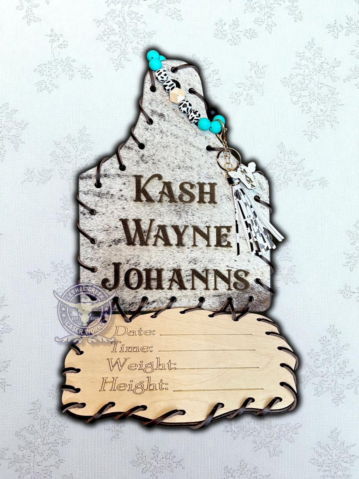 MAMA & ME BUNDLE SET -  custom laser engraved cowhide and leather western decor by Lethal Creek Laser Works LLC