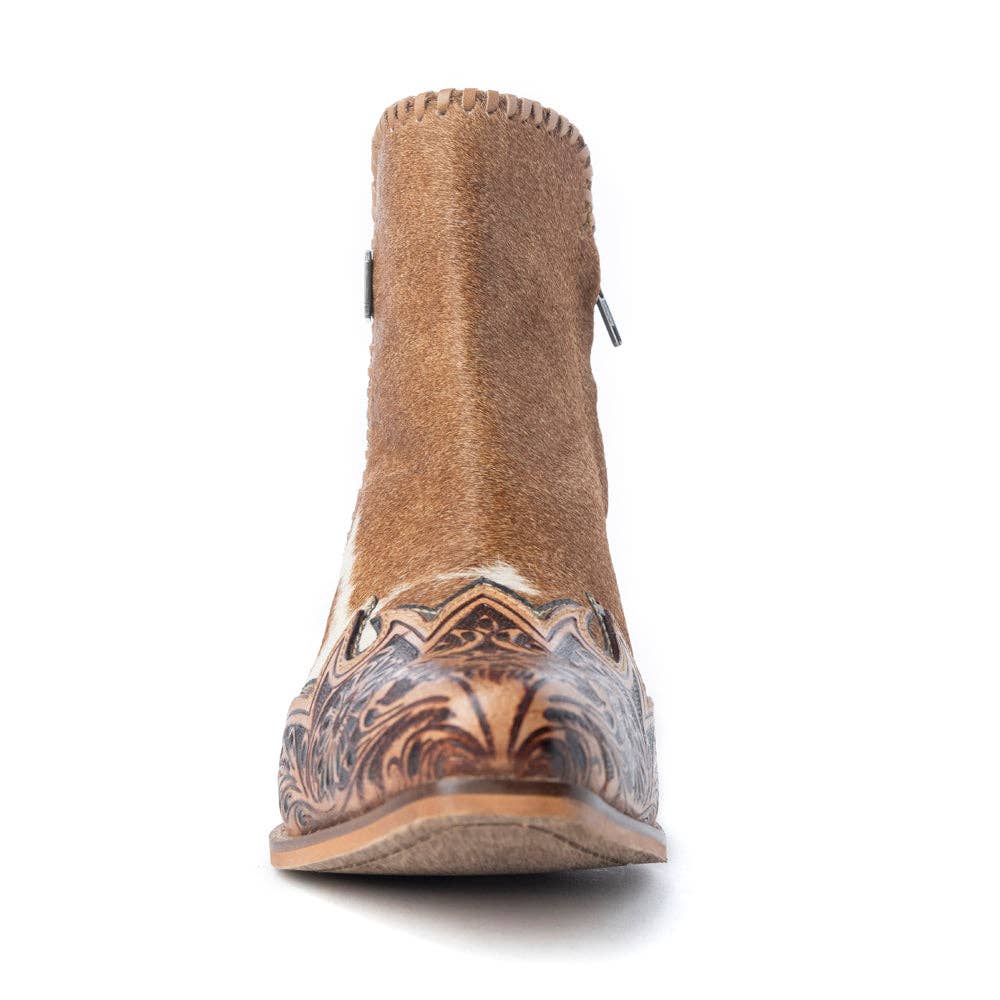 Mesa Hideaway Booties in Caramel -  custom laser engraved cowhide and leather western decor by Lethal Creek Laser Works LLC
