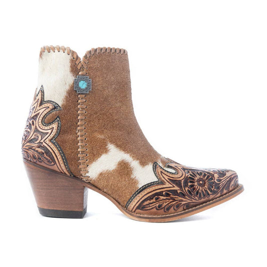 Mesa Hideaway Booties in Caramel -  custom laser engraved cowhide and leather western decor by Lethal Creek Laser Works LLC