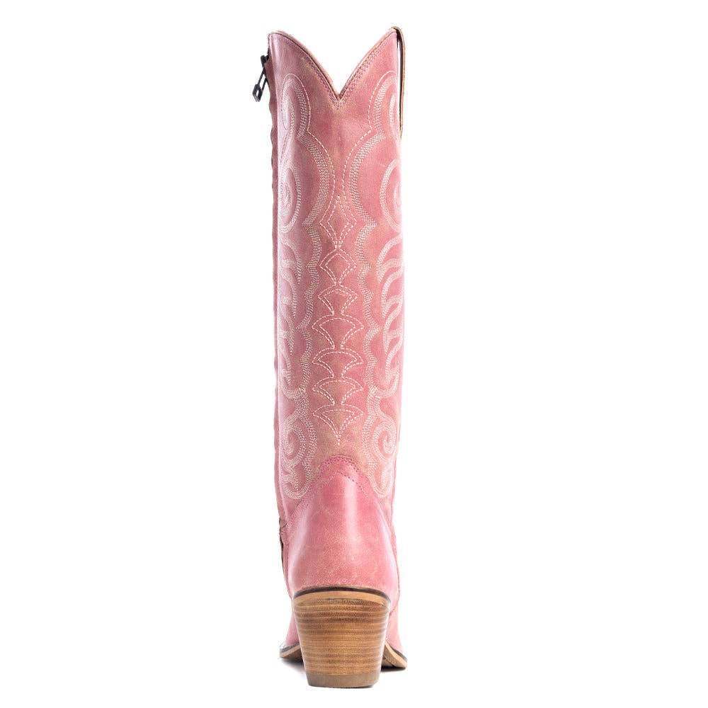 Nalejandra Leather Boots in Pink -  custom laser engraved cowhide and leather western decor by Lethal Creek Laser Works LLC