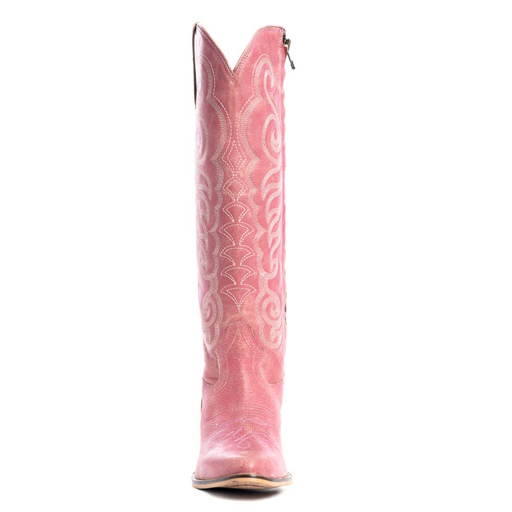 Nalejandra Leather Boots in Pink -  custom laser engraved cowhide and leather western decor by Lethal Creek Laser Works LLC