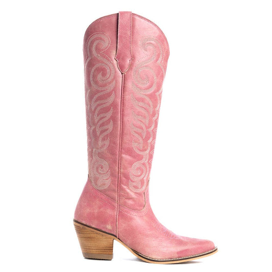 Nalejandra Leather Boots in Pink -  custom laser engraved cowhide and leather western decor by Lethal Creek Laser Works LLC
