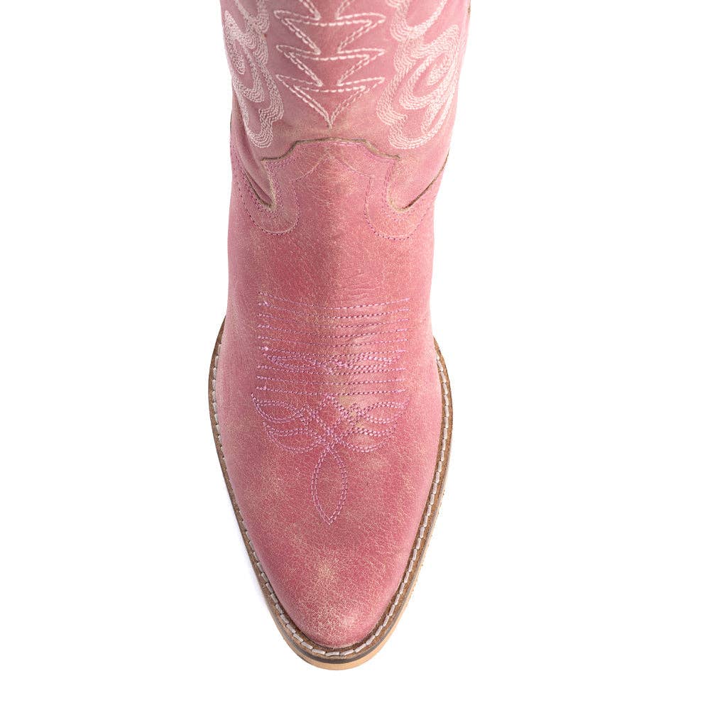 Nalejandra Leather Boots in Pink -  custom laser engraved cowhide and leather western decor by Lethal Creek Laser Works LLC