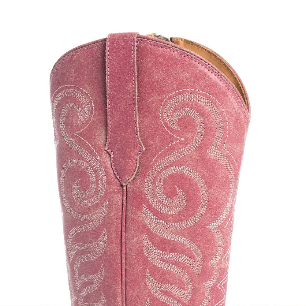 Nalejandra Leather Boots in Pink -  custom laser engraved cowhide and leather western decor by Lethal Creek Laser Works LLC