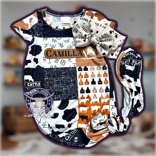 Newborn Set -  custom laser engraved cowhide and leather western decor by Lethal Creek Laser Works LLC