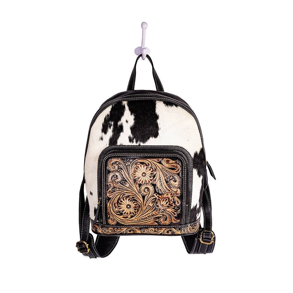 Old Mill Trail Hand-tooled Bag -  custom laser engraved cowhide and leather western decor by Lethal Creek Laser Works LLC