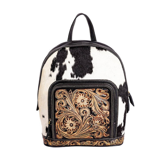 Old Mill Trail Hand-tooled Bag -  custom laser engraved cowhide and leather western decor by Lethal Creek Laser Works LLC