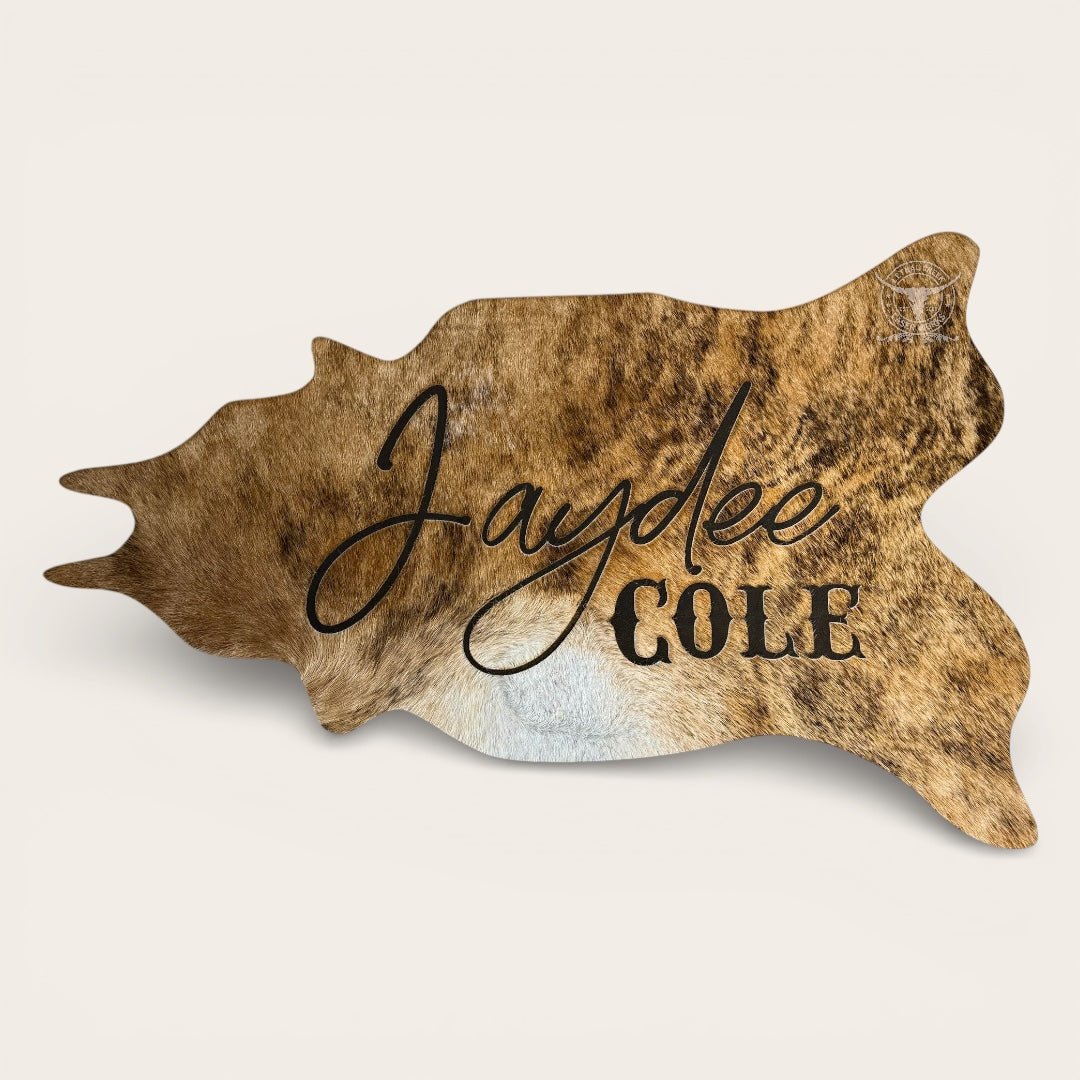 Personalized Baby Announcement Tag | Custom Western Newborn Photo Prop -  custom laser engraved cowhide and leather western decor by Lethal Creek Laser Works LLC