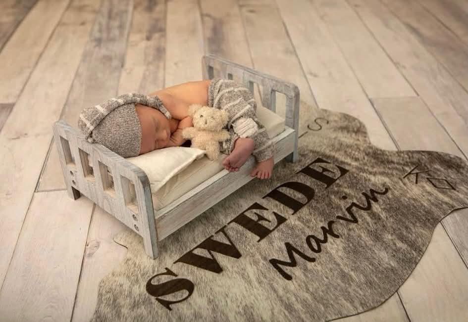 Personalized Baby Announcement Tag | Custom Western Newborn Photo Prop -  custom laser engraved cowhide and leather western decor by Lethal Creek Laser Works LLC