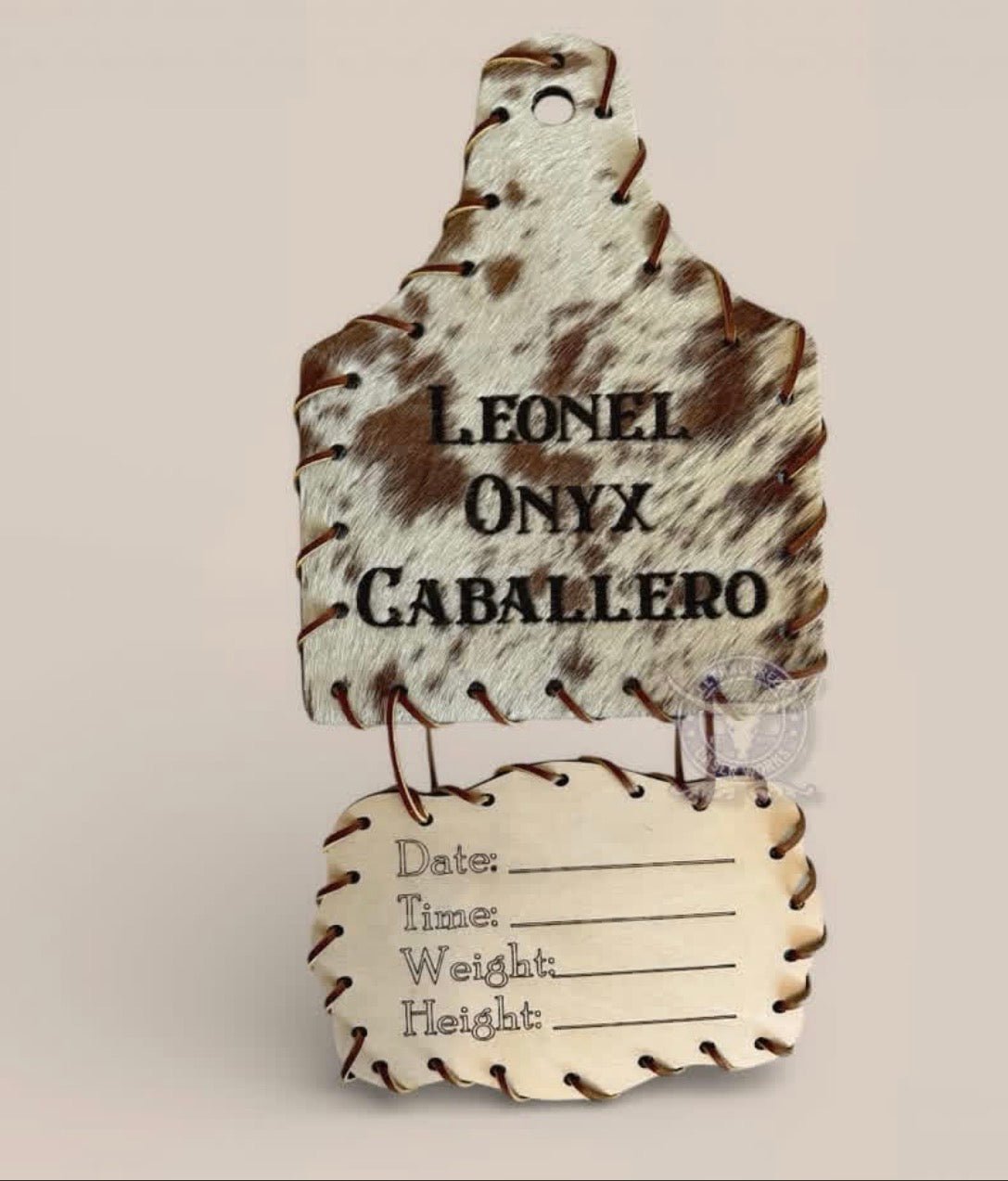 Personalized Baby Announcement Tag | Custom Western Newborn Photo Prop -  custom laser engraved cowhide and leather western decor by Lethal Creek Laser Works LLC