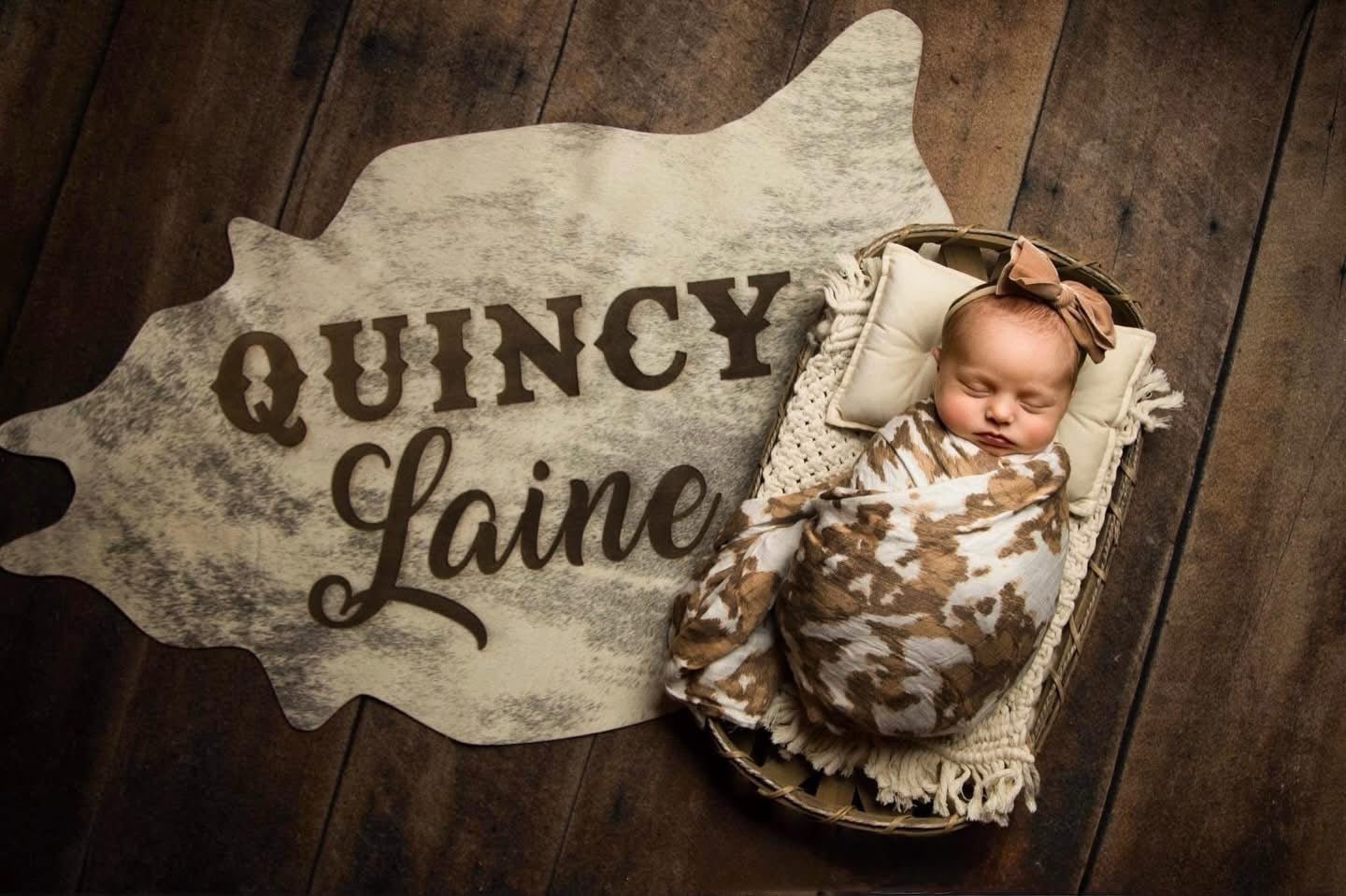 Personalized Baby Announcement Tag | Custom Western Newborn Photo Prop -  custom laser engraved cowhide and leather western decor by Lethal Creek Laser Works LLC