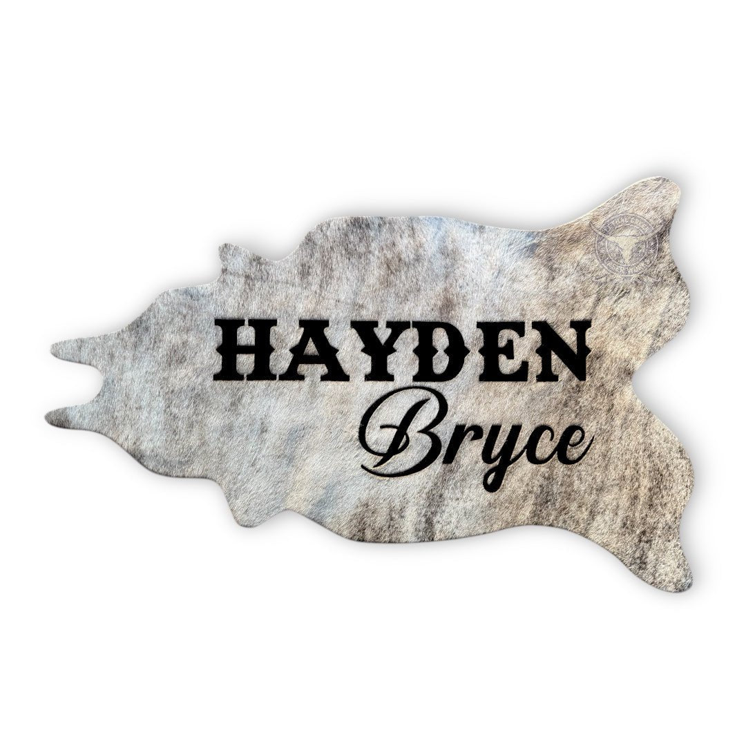 Personalized Baby Announcement Tag | Custom Western Newborn Photo Prop -  custom laser engraved cowhide and leather western decor by Lethal Creek Laser Works LLC