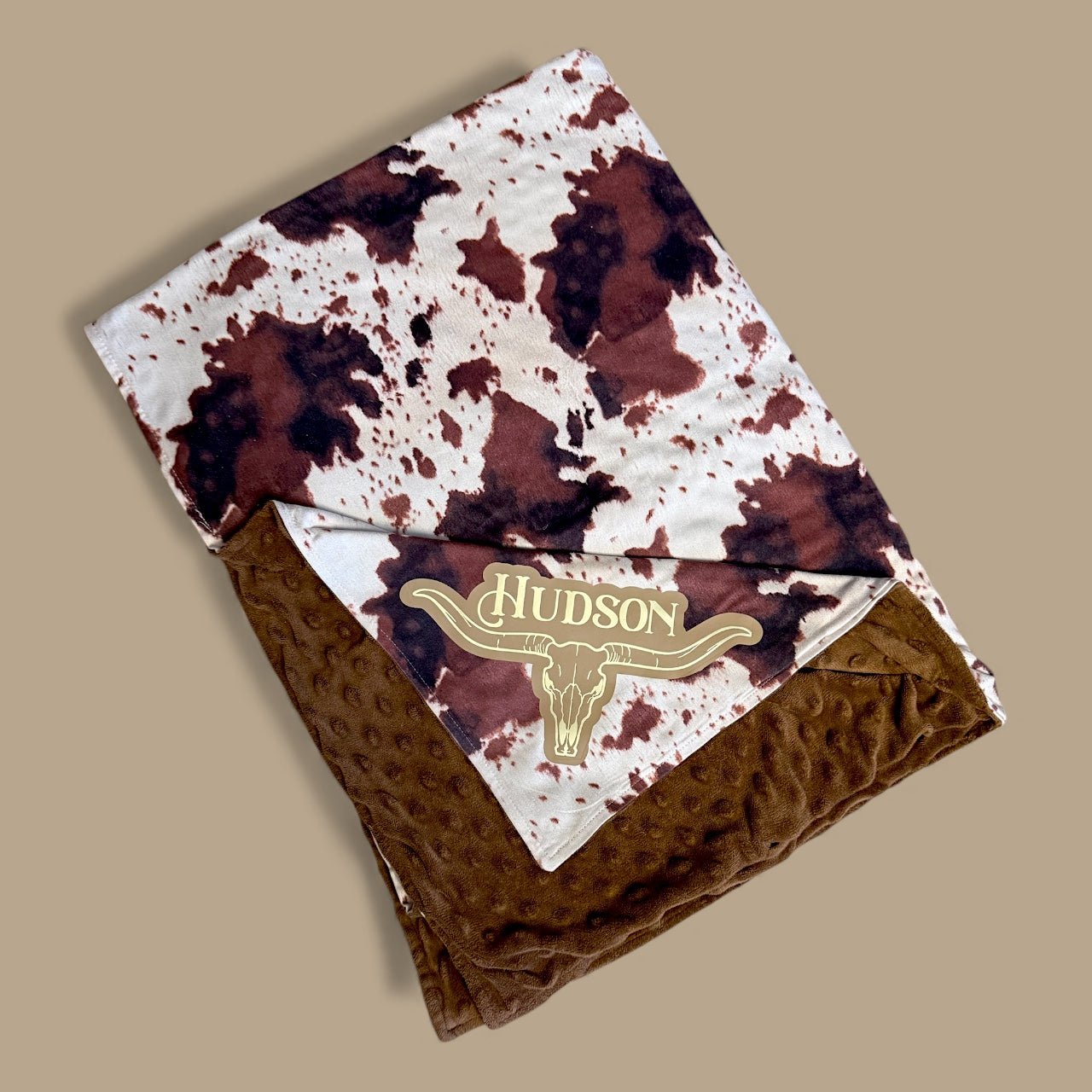 Personalized Baby Cow Print Blanket – Custom Name, Colors & Design -  custom laser engraved cowhide and leather western decor by Lethal Creek Laser Works LLC