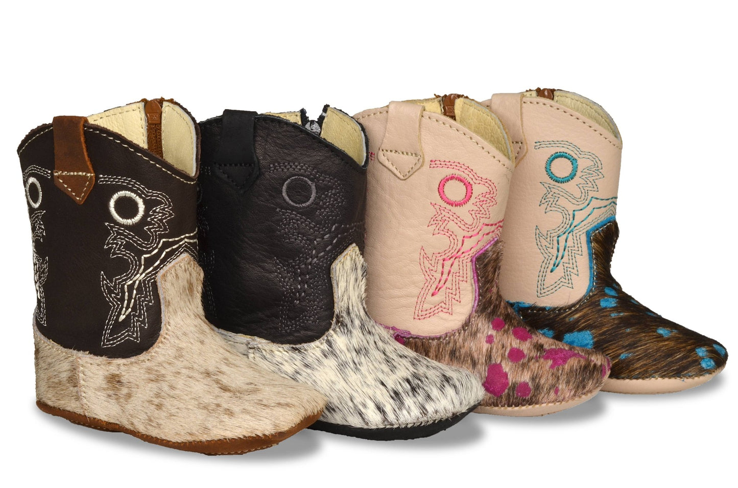 Pink Soft Baby Boots -  custom laser engraved cowhide and leather western decor by Lethal Creek Laser Works LLC