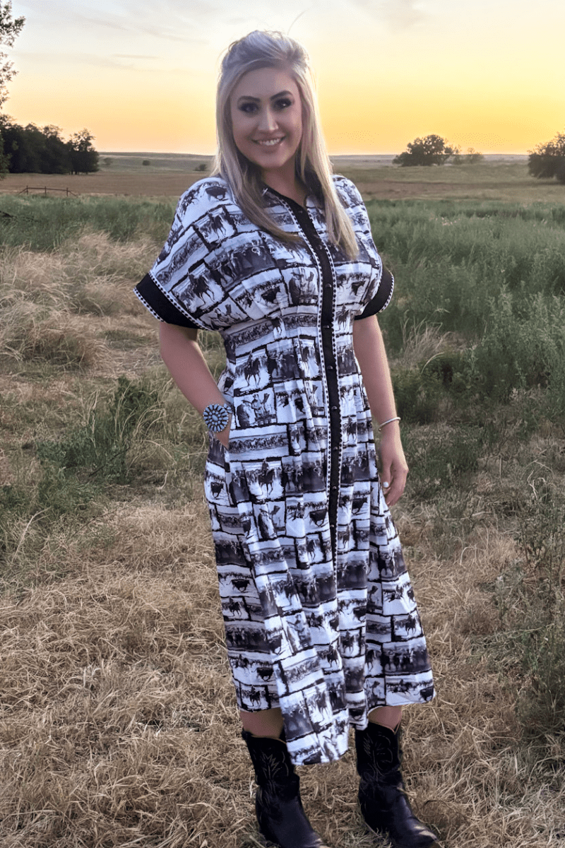 Ranch Sketch Dress -  custom laser engraved cowhide and leather western decor by Lethal Creek Laser Works LLC