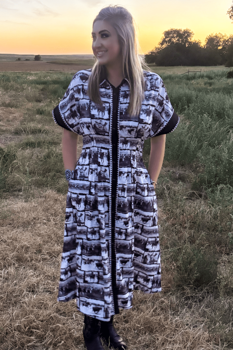 Ranch Sketch Dress -  custom laser engraved cowhide and leather western decor by Lethal Creek Laser Works LLC