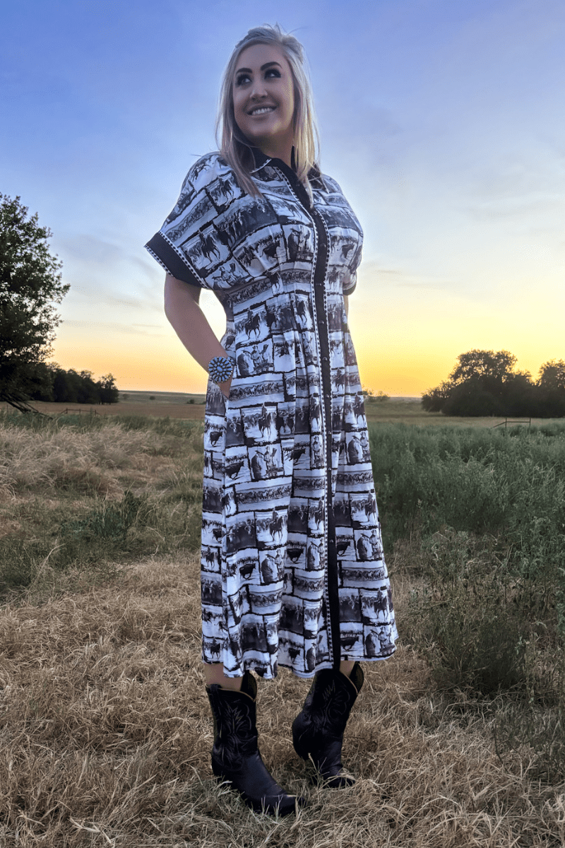 Ranch Sketch Dress -  custom laser engraved cowhide and leather western decor by Lethal Creek Laser Works LLC