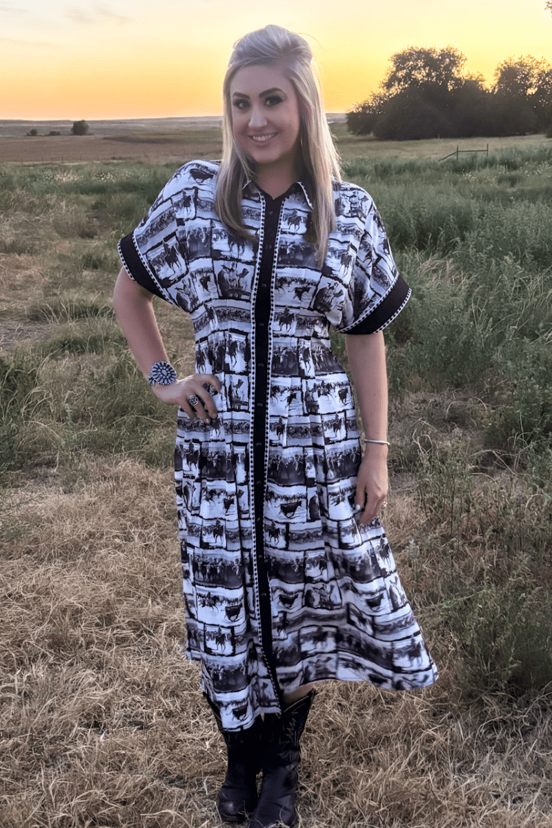 Ranch Sketch Dress -  custom laser engraved cowhide and leather western decor by Lethal Creek Laser Works LLC