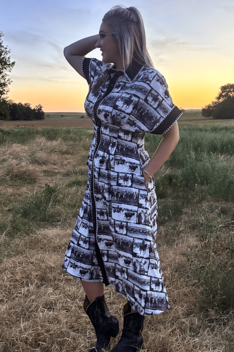 Ranch Sketch Dress -  custom laser engraved cowhide and leather western decor by Lethal Creek Laser Works LLC