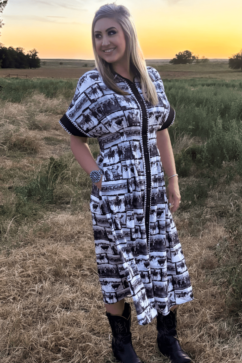 Ranch Sketch Dress -  custom laser engraved cowhide and leather western decor by Lethal Creek Laser Works LLC