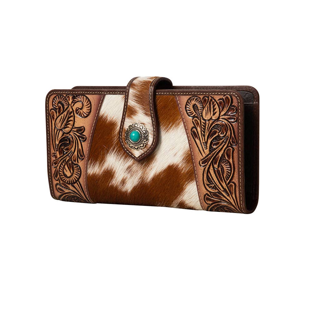 Roscoe Ridge Hand-Tooled Wallet -  custom laser engraved cowhide and leather western decor by Lethal Creek Laser Works LLC
