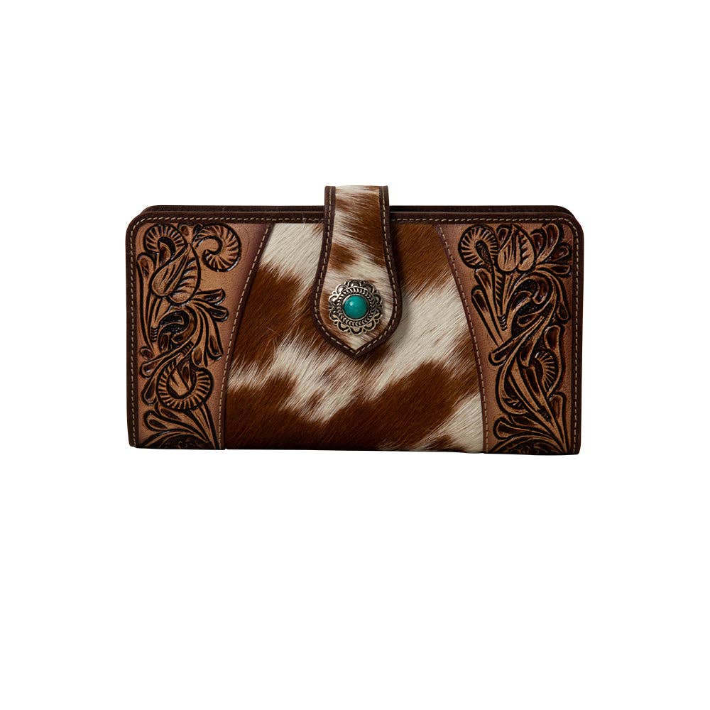 Roscoe Ridge Hand-Tooled Wallet -  custom laser engraved cowhide and leather western decor by Lethal Creek Laser Works LLC