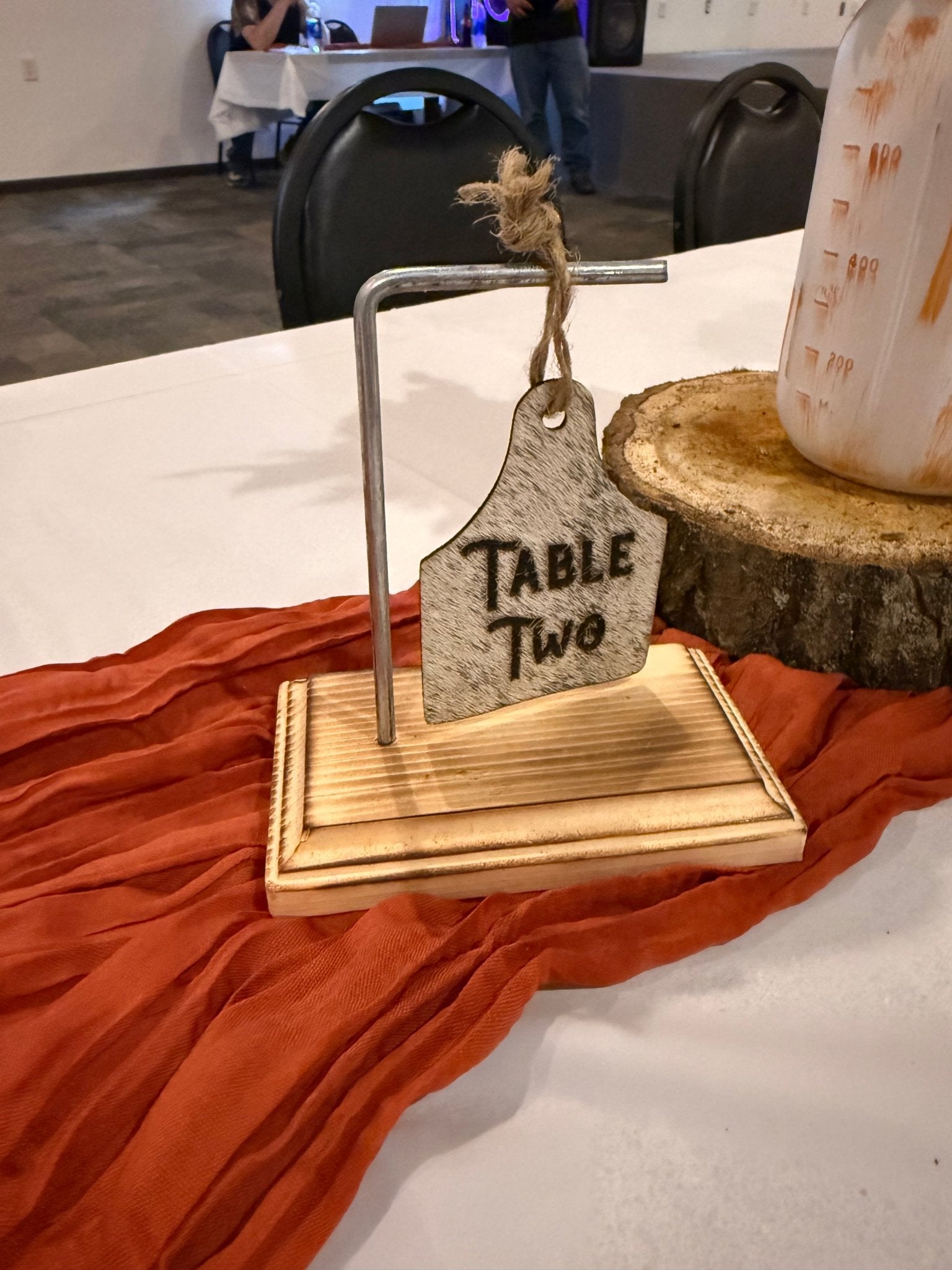 Rustic Cowhide Wedding Table Numbers | Custom Western Table Numbers for Ranch Weddings -  custom laser engraved cowhide and leather western decor by Lethal Creek Laser Works LLC