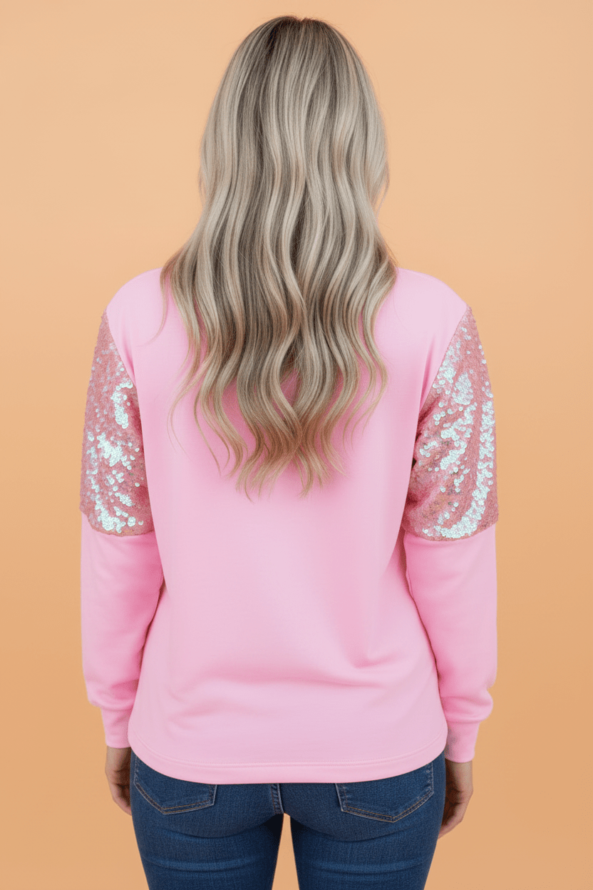 Sequin Round Neck Long Sleeve Pullover Sweater -  custom laser engraved cowhide and leather western decor by Lethal Creek Laser Works LLC
