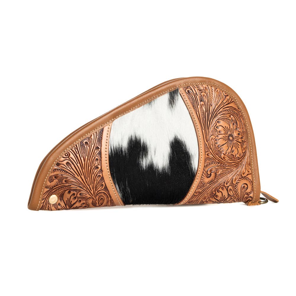 Sonoran Range 12" Gun Case -  custom laser engraved cowhide and leather western decor by Lethal Creek Laser Works LLC
