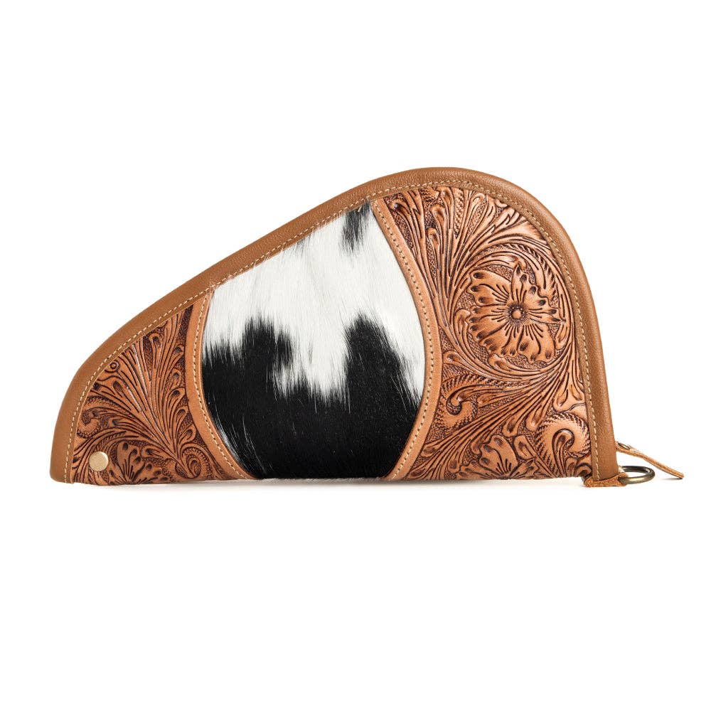 Sonoran Range 12" Gun Case -  custom laser engraved cowhide and leather western decor by Lethal Creek Laser Works LLC