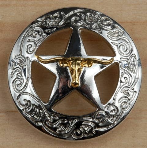 Steer/Star w/Garland 1.5" - # custom laser engraved cowhide and leather western decor by Lethal Creek Laser Works LLC