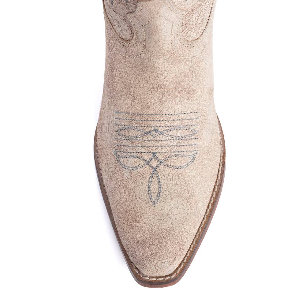 Syllvia Prairie Leather Boots in Ivory -  custom laser engraved cowhide and leather western decor by Lethal Creek Laser Works LLC