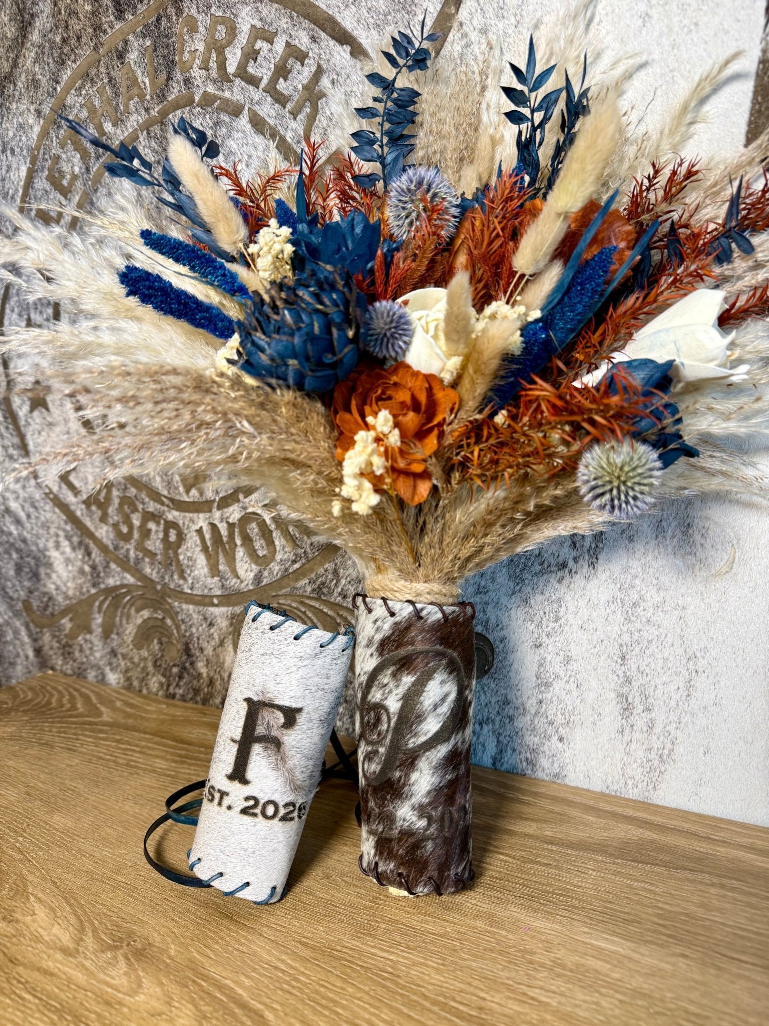 The I Do Collection -  custom laser engraved cowhide and leather western decor by Lethal Creek Laser Works LLC
