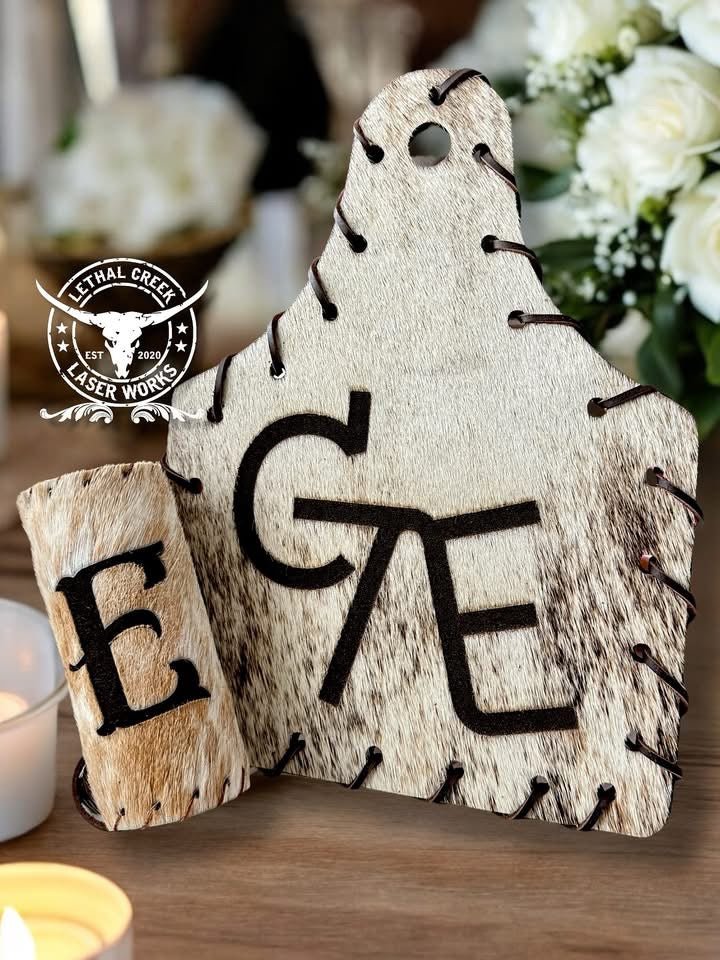 The I Do Collection -  custom laser engraved cowhide and leather western decor by Lethal Creek Laser Works LLC